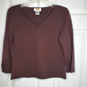 Talbots Petite Medium Long Sleeve Vneck Shirt
